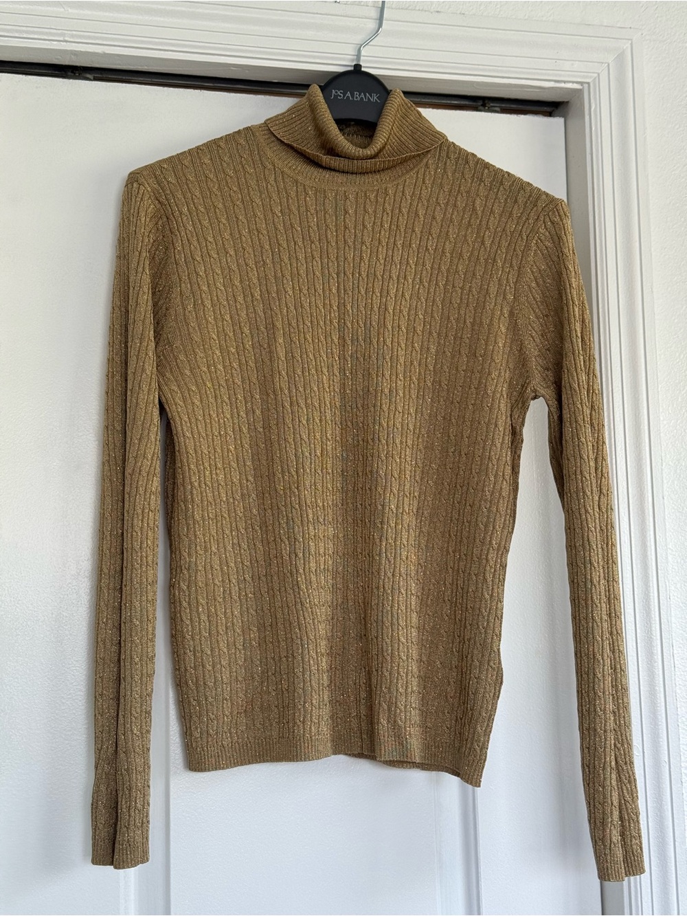 Lauren Ralph Lauren Camel Cable Turtleneck Sweater Gold tone